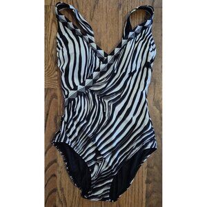 Gottex Slimming V-back One Piece Swimsuit Bathingsuit Women's Size 12